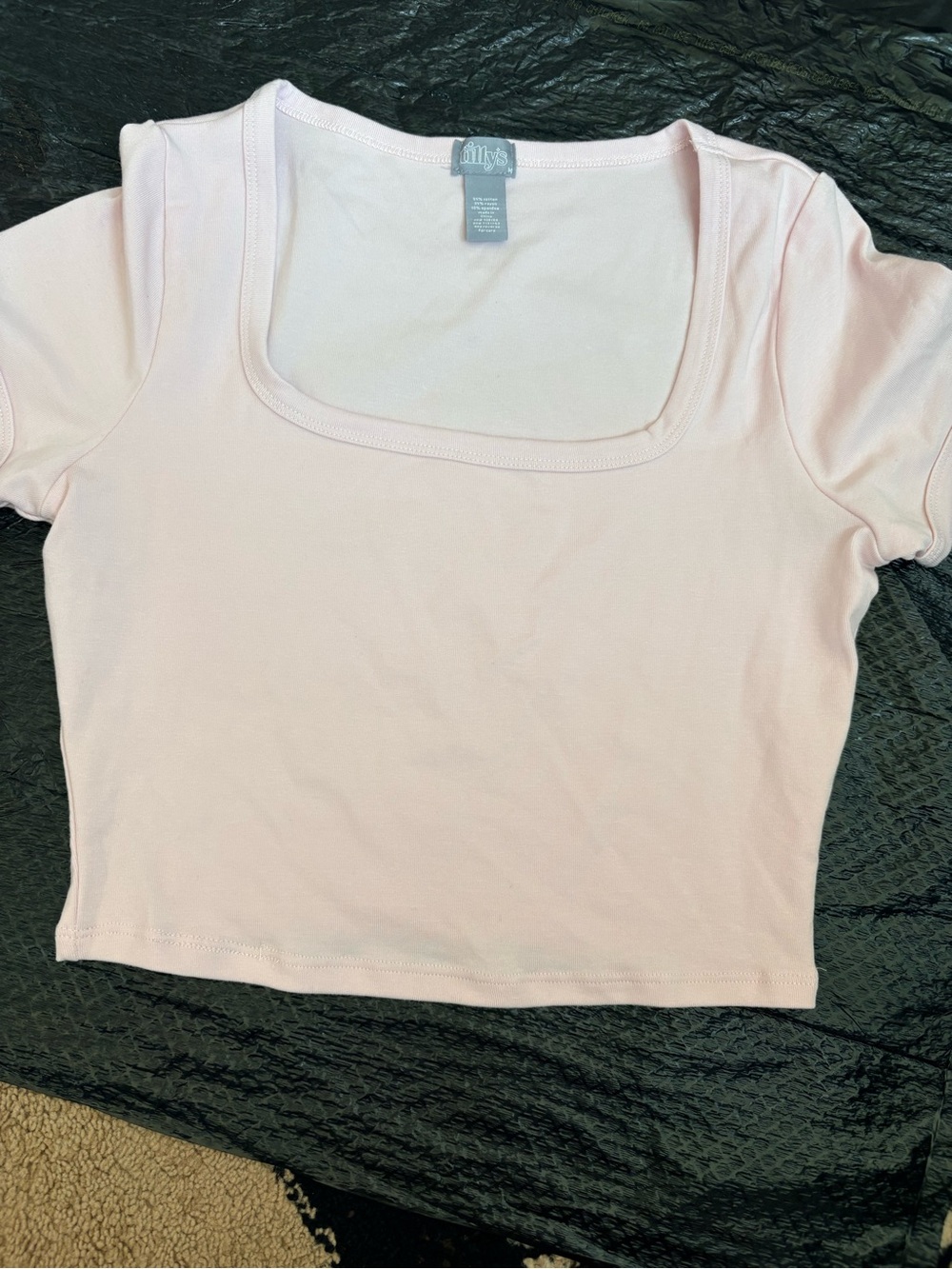 Square Neck Crop Top in Pale Pink - Unknown Brand